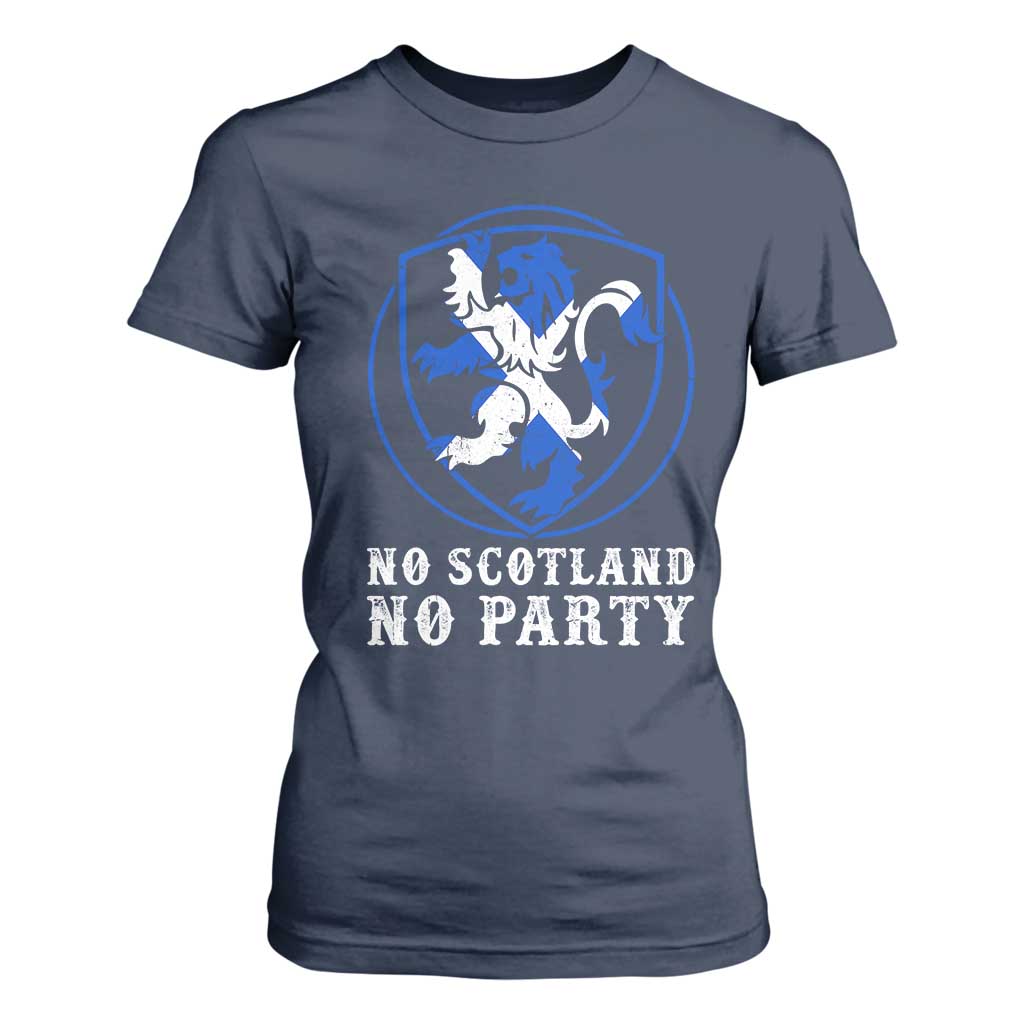 No Scotland No Party Distressed Shield Saltire Cross T Shirt For Women Vintage Football Fans Game Day