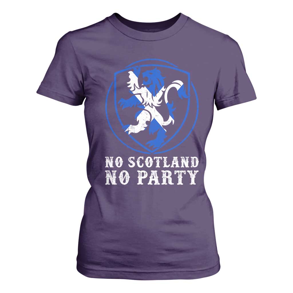 No Scotland No Party Distressed Shield Saltire Cross T Shirt For Women Vintage Football Fans Game Day