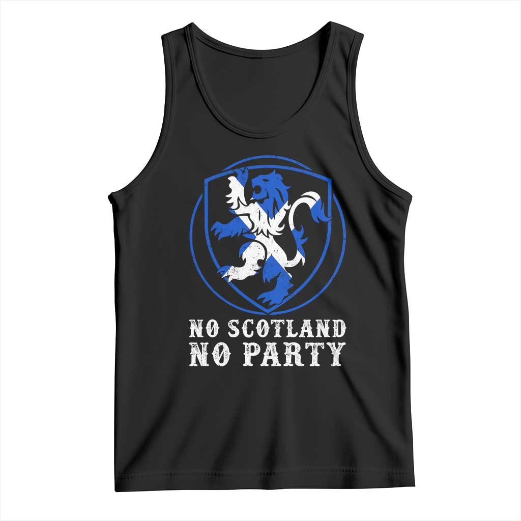 No Scotland No Party Distressed Shield Saltire Cross Tank Top Vintage Football Fans Game Day