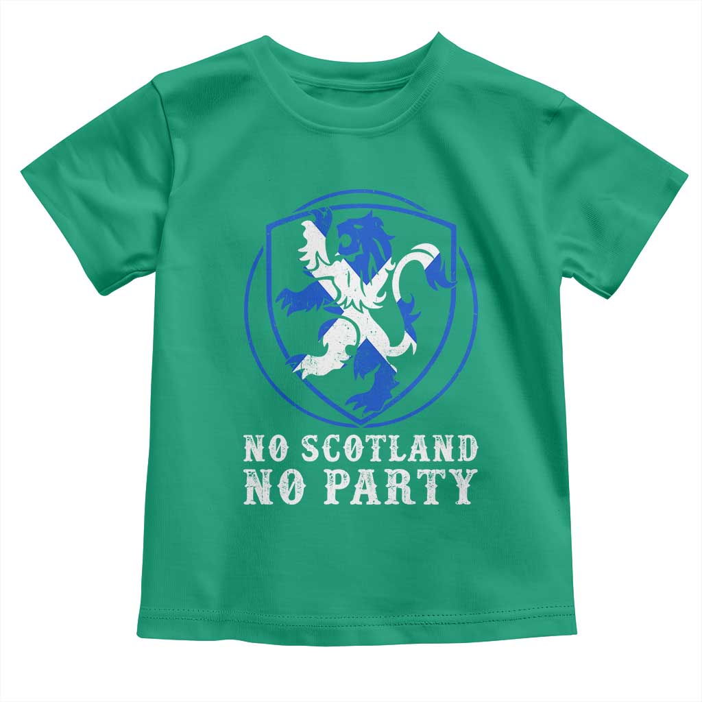 No Scotland No Party Distressed Shield Saltire Cross Toddler T Shirt Vintage Football Fans Game Day