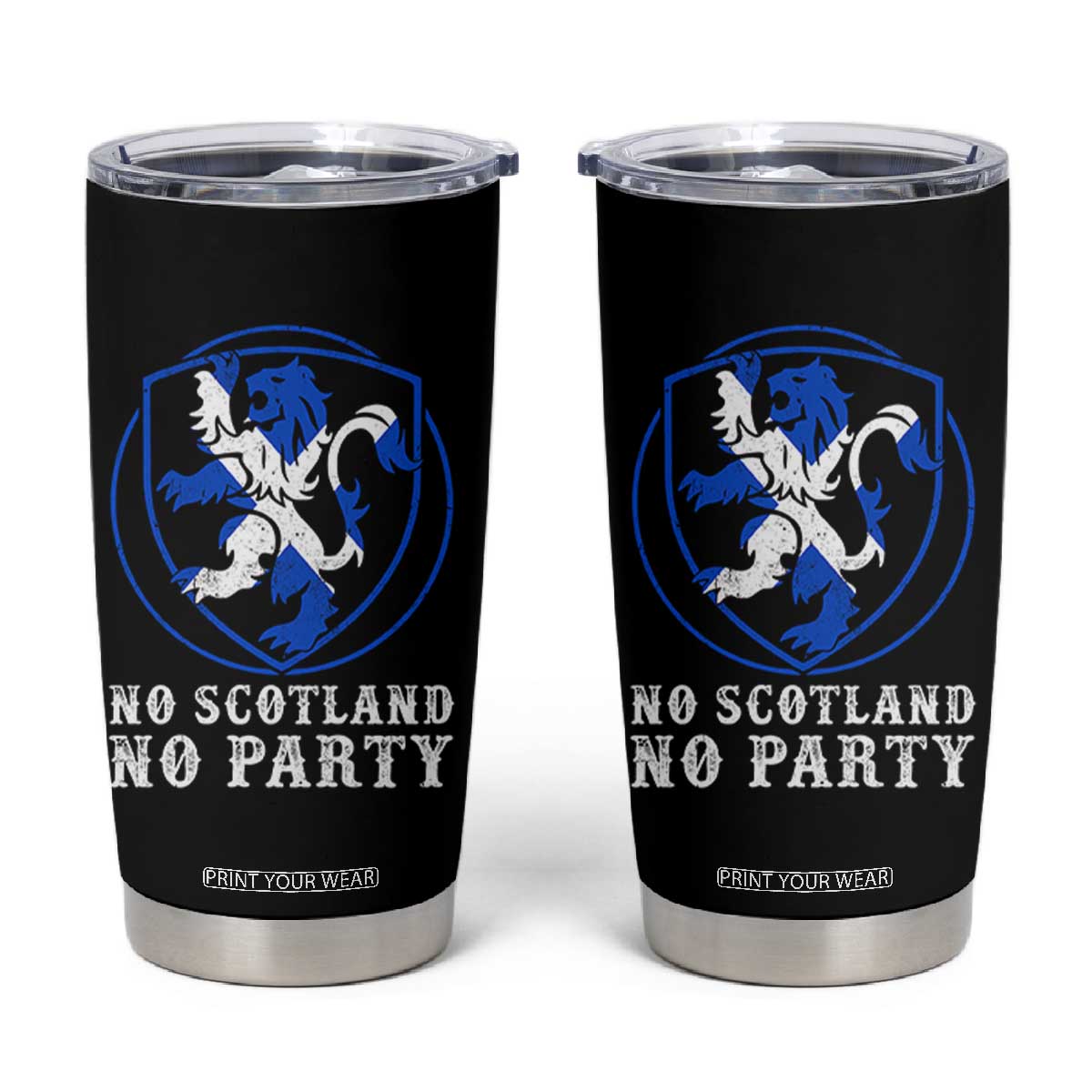 No Scotland No Party Distressed Shield Saltire Cross Tumbler Cup Vintage Football Fans Game Day