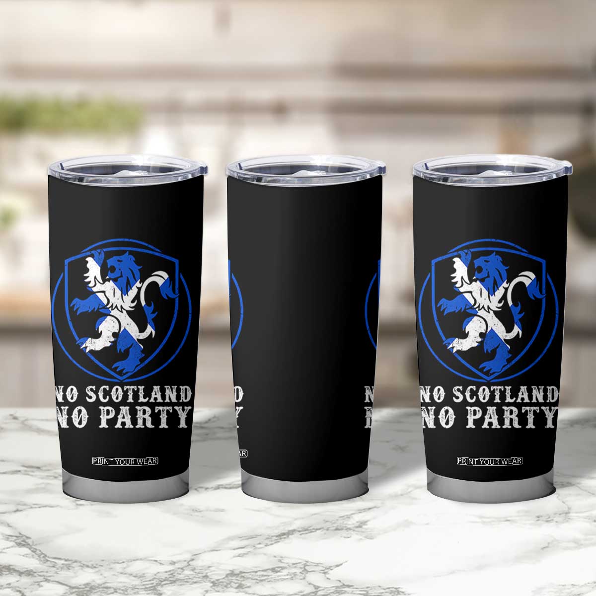 No Scotland No Party Distressed Shield Saltire Cross Tumbler Cup Vintage Football Fans Game Day