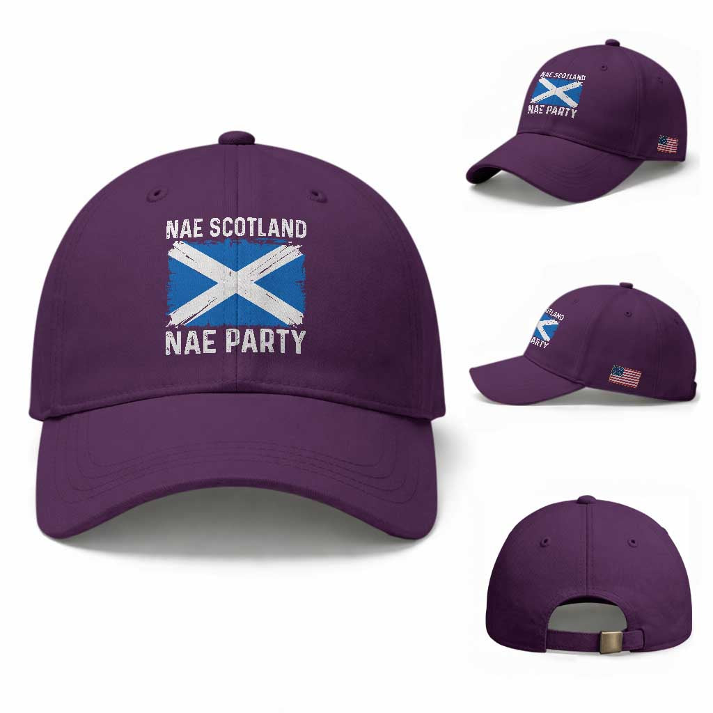 Nae Scotland Nae Party Saltire Flag Baseball Cap Vintage Scottish Accent Soccer Fans Football Tournament