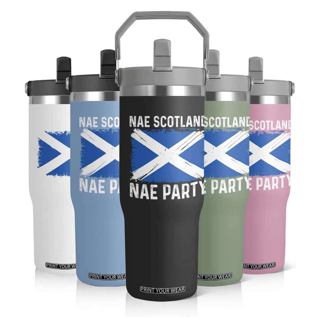 Nae Scotland Nae Party Saltire Flag Flip Straw Tumbler Vintage Scottish Accent Soccer Fans Football Tournament