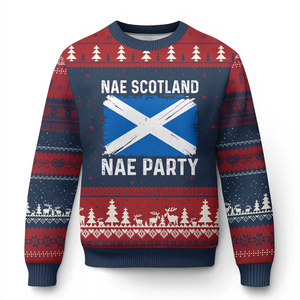 Nae Scotland Nae Party Saltire Flag Ugly Christmas Sweater Vintage Scottish Accent Soccer Fans Football Tournament