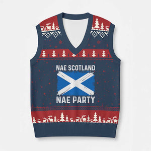 Nae Scotland Nae Party Saltire Flag V-Neck Knit Sweater Vest Vintage Scottish Accent Soccer Fans Football Tournament