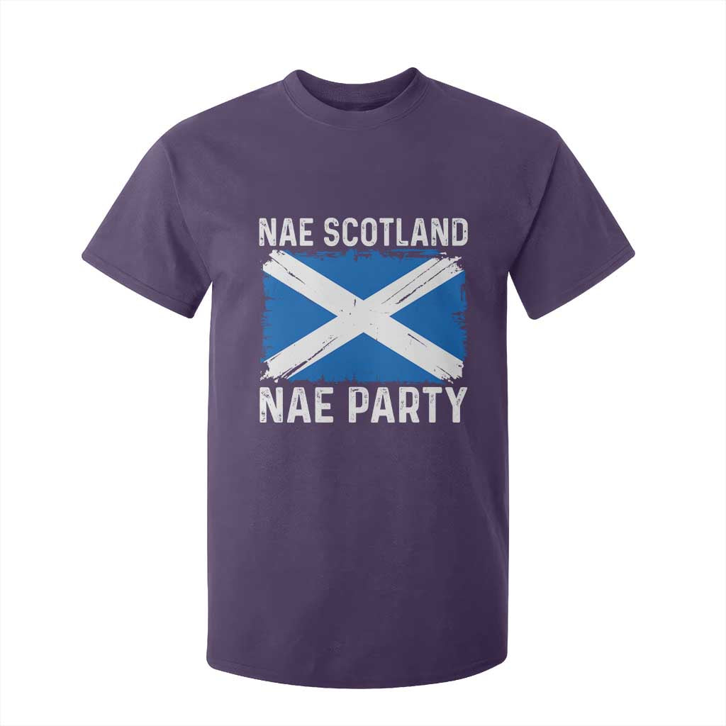 Nae Scotland Nae Party Saltire Flag T Shirt For Kid Vintage Scottish Accent Soccer Fans Football Tournament
