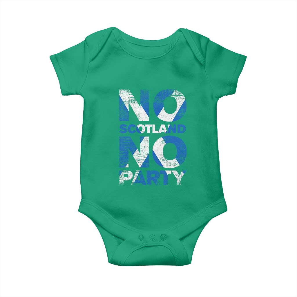 No Scotland No Party Saltire Flag Baby Onesie Football Fans Soccer Tournament Sports Lover