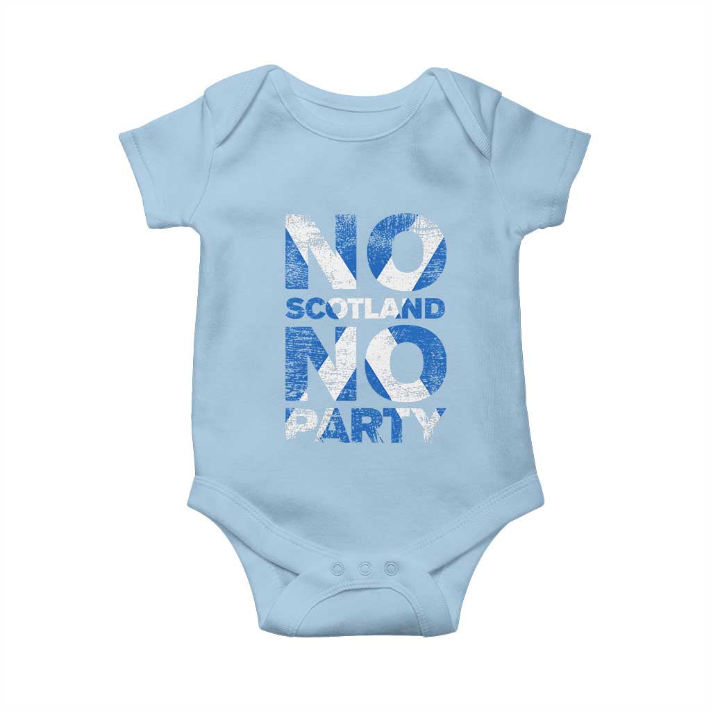 No Scotland No Party Saltire Flag Baby Onesie Football Fans Soccer Tournament Sports Lover