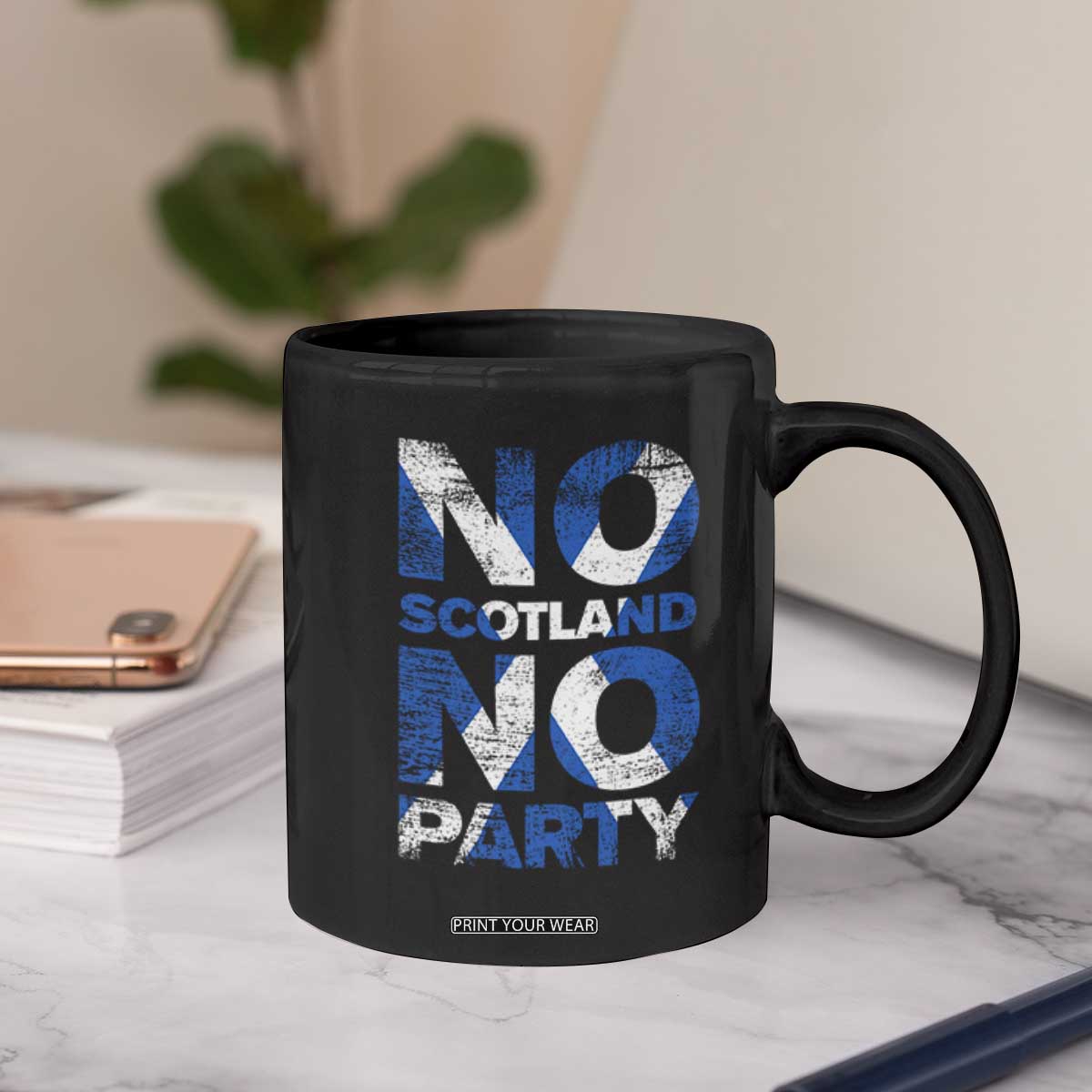No Scotland No Party Saltire Flag Coffee Mug Football Fans Soccer Tournament Sports Lover