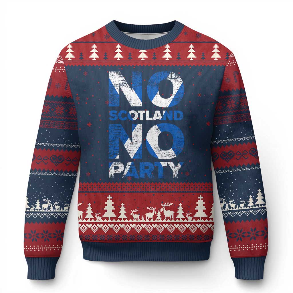 No Scotland No Party Saltire Flag Ugly Christmas Sweater Football Fans Soccer Tournament Sports Lover