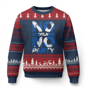No Scotland No Party Saltire Flag Ugly Christmas Sweater Football Fans Soccer Tournament Sports Lover