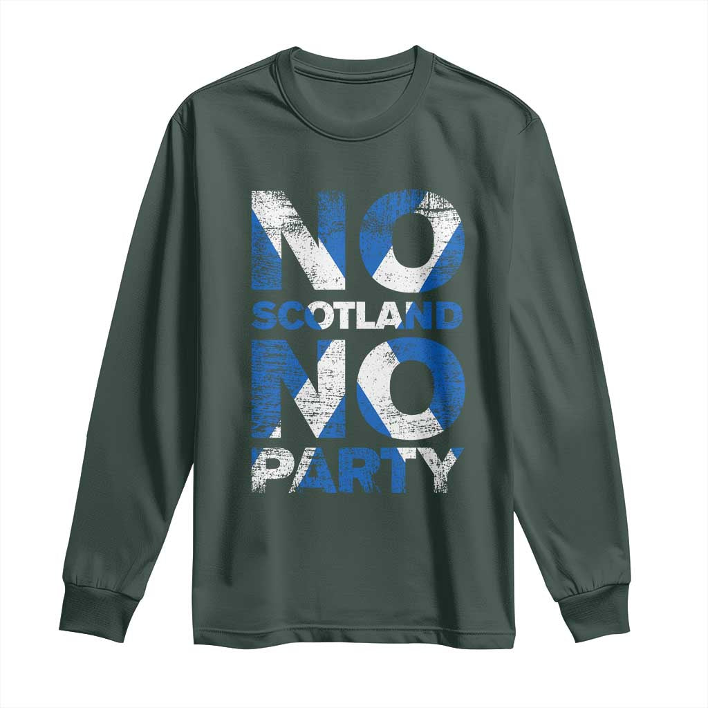 No Scotland No Party Saltire Flag Long Sleeve Shirt Football Fans Soccer Tournament Sports Lover