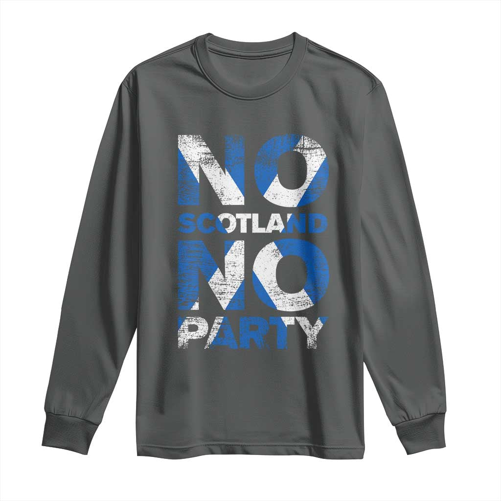 No Scotland No Party Saltire Flag Long Sleeve Shirt Football Fans Soccer Tournament Sports Lover