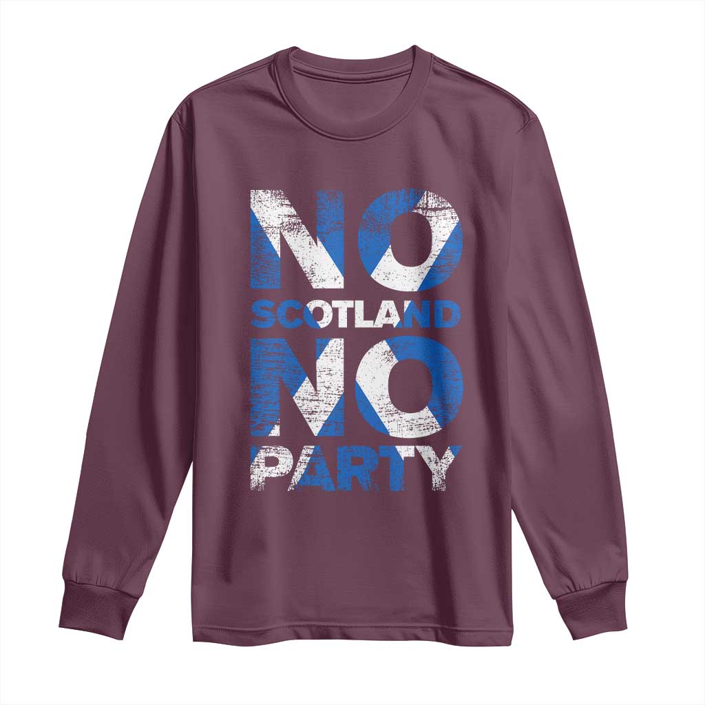 No Scotland No Party Saltire Flag Long Sleeve Shirt Football Fans Soccer Tournament Sports Lover
