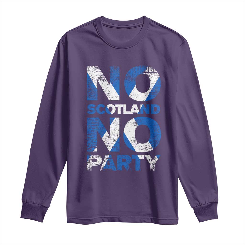 No Scotland No Party Saltire Flag Long Sleeve Shirt Football Fans Soccer Tournament Sports Lover