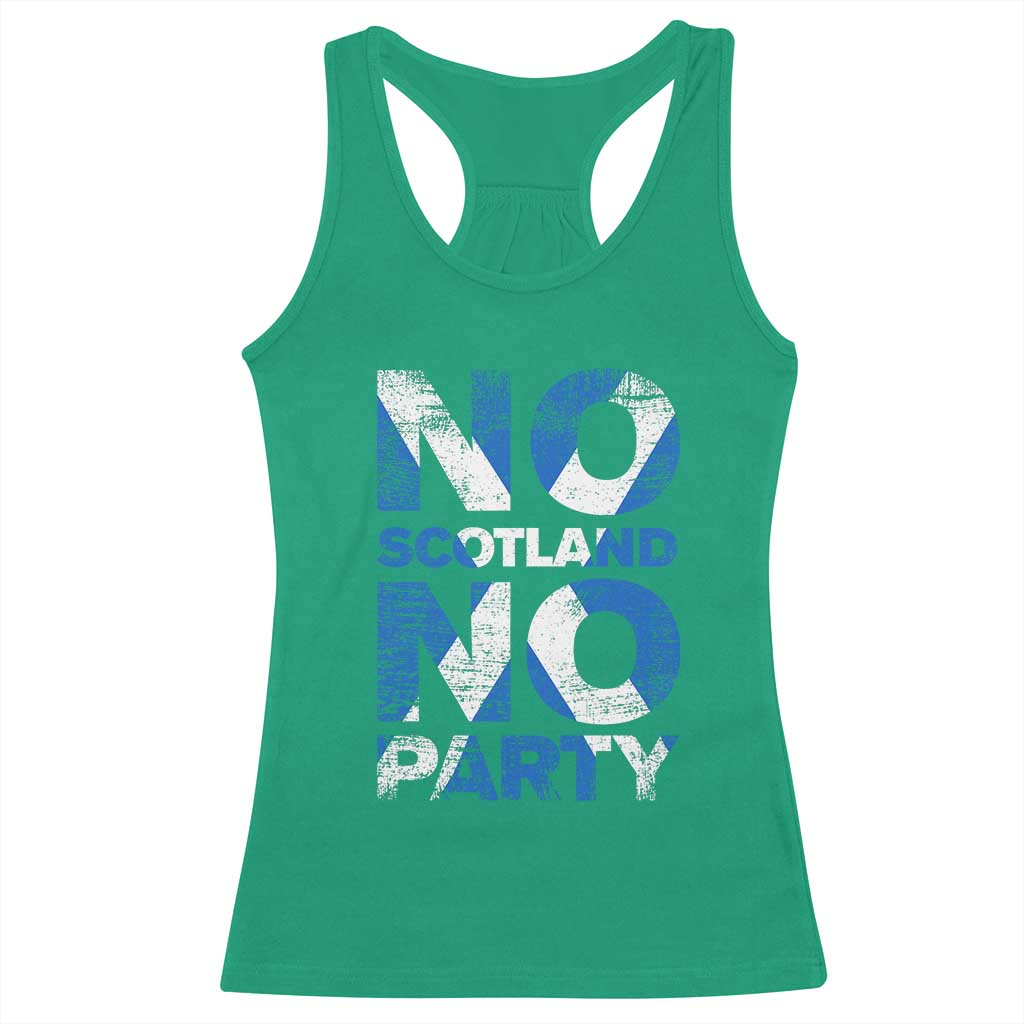 No Scotland No Party Saltire Flag Racerback Tank Top Football Fans Soccer Tournament Sports Lover