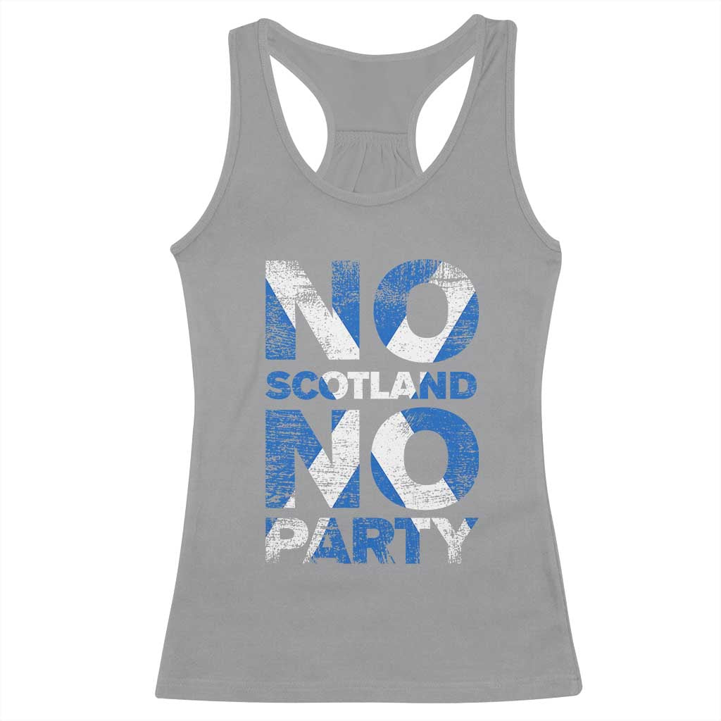 No Scotland No Party Saltire Flag Racerback Tank Top Football Fans Soccer Tournament Sports Lover