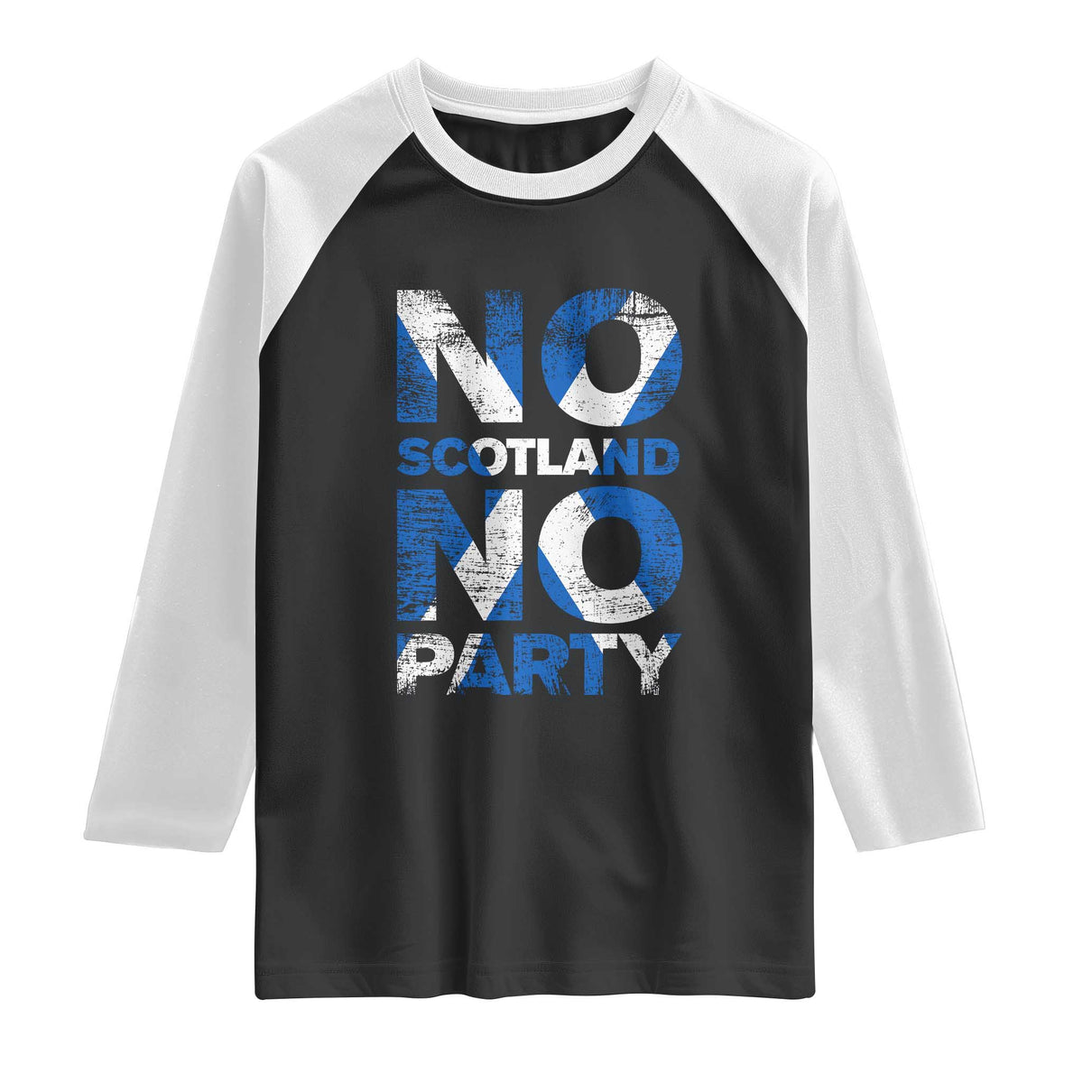 No Scotland No Party Saltire Flag Raglan Shirt Football Fans Soccer Tournament Sports Lover