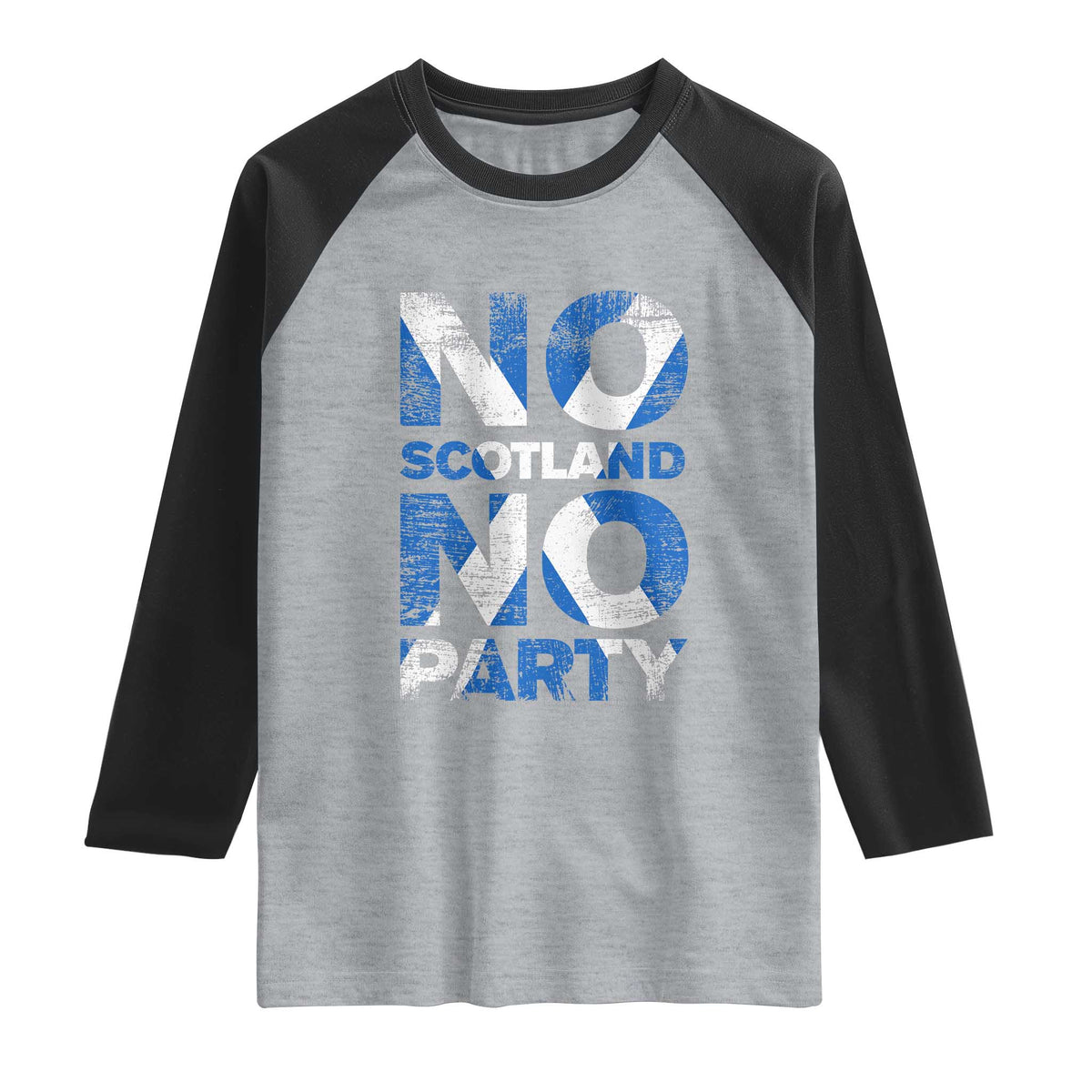 No Scotland No Party Saltire Flag Raglan Shirt Football Fans Soccer Tournament Sports Lover