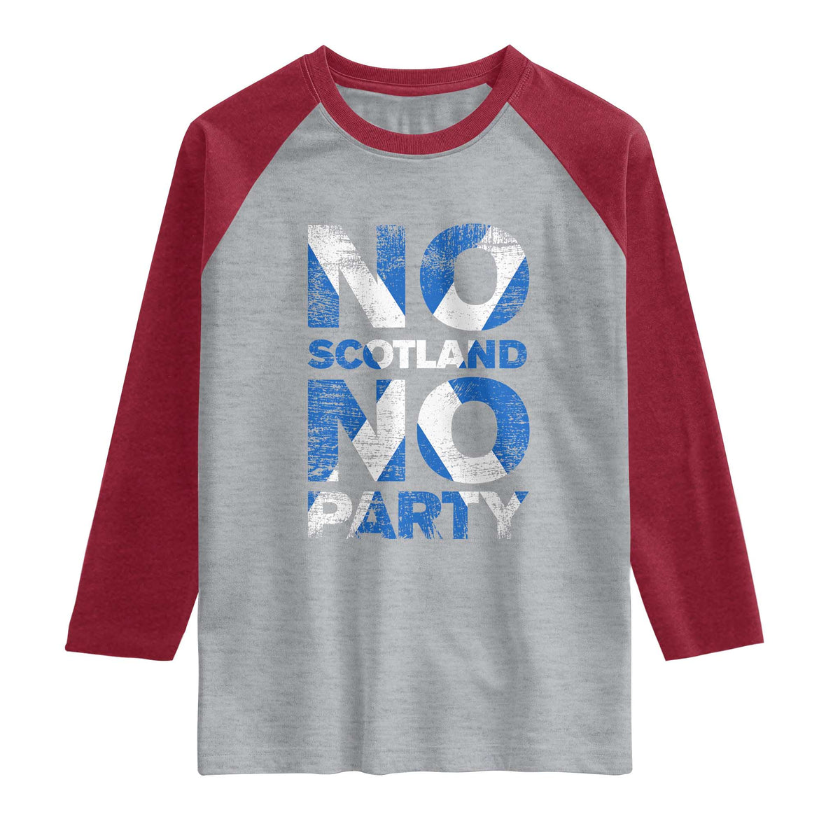 No Scotland No Party Saltire Flag Raglan Shirt Football Fans Soccer Tournament Sports Lover