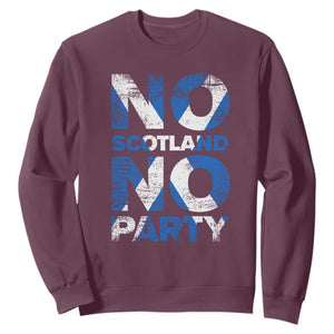 No Scotland No Party Saltire Flag Sweatshirt Football Fans Soccer Tournament Sports Lover