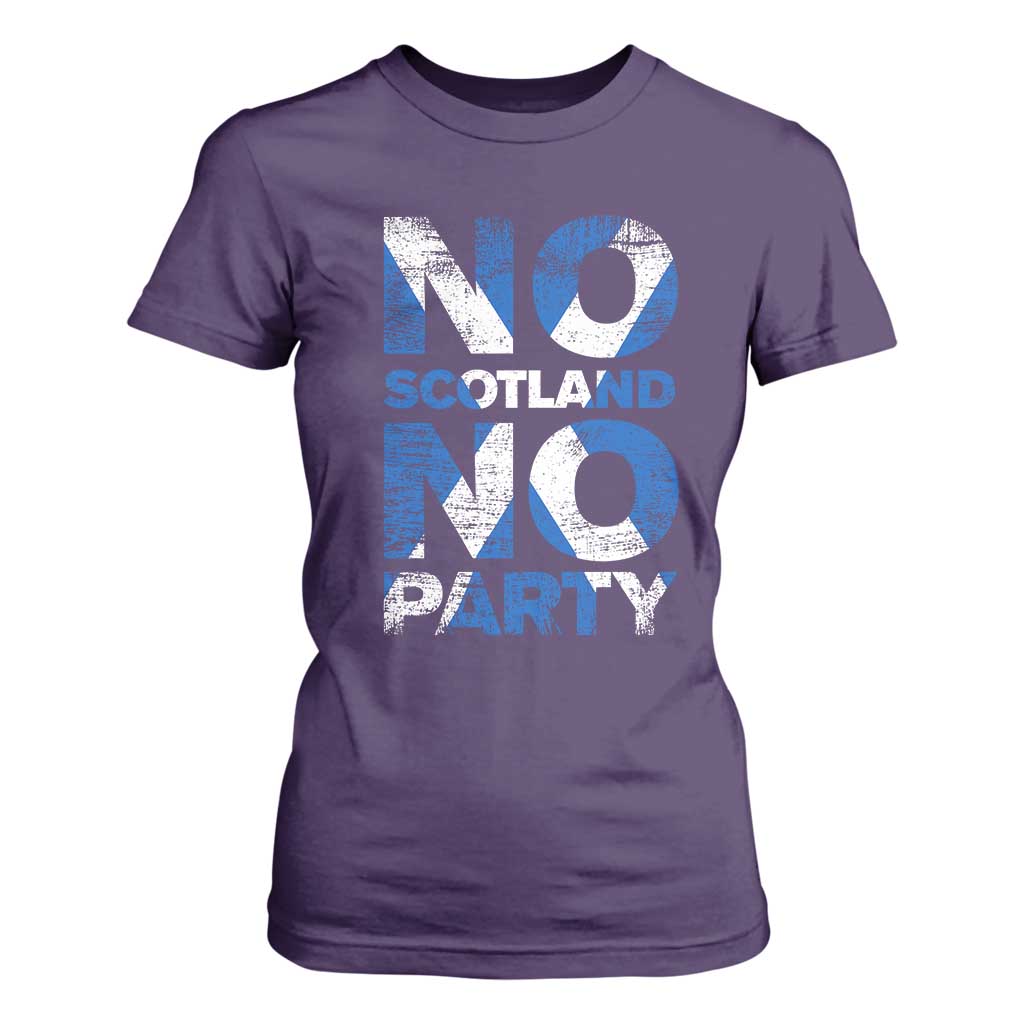 No Scotland No Party Saltire Flag T Shirt For Women Football Fans Soccer Tournament Sports Lover
