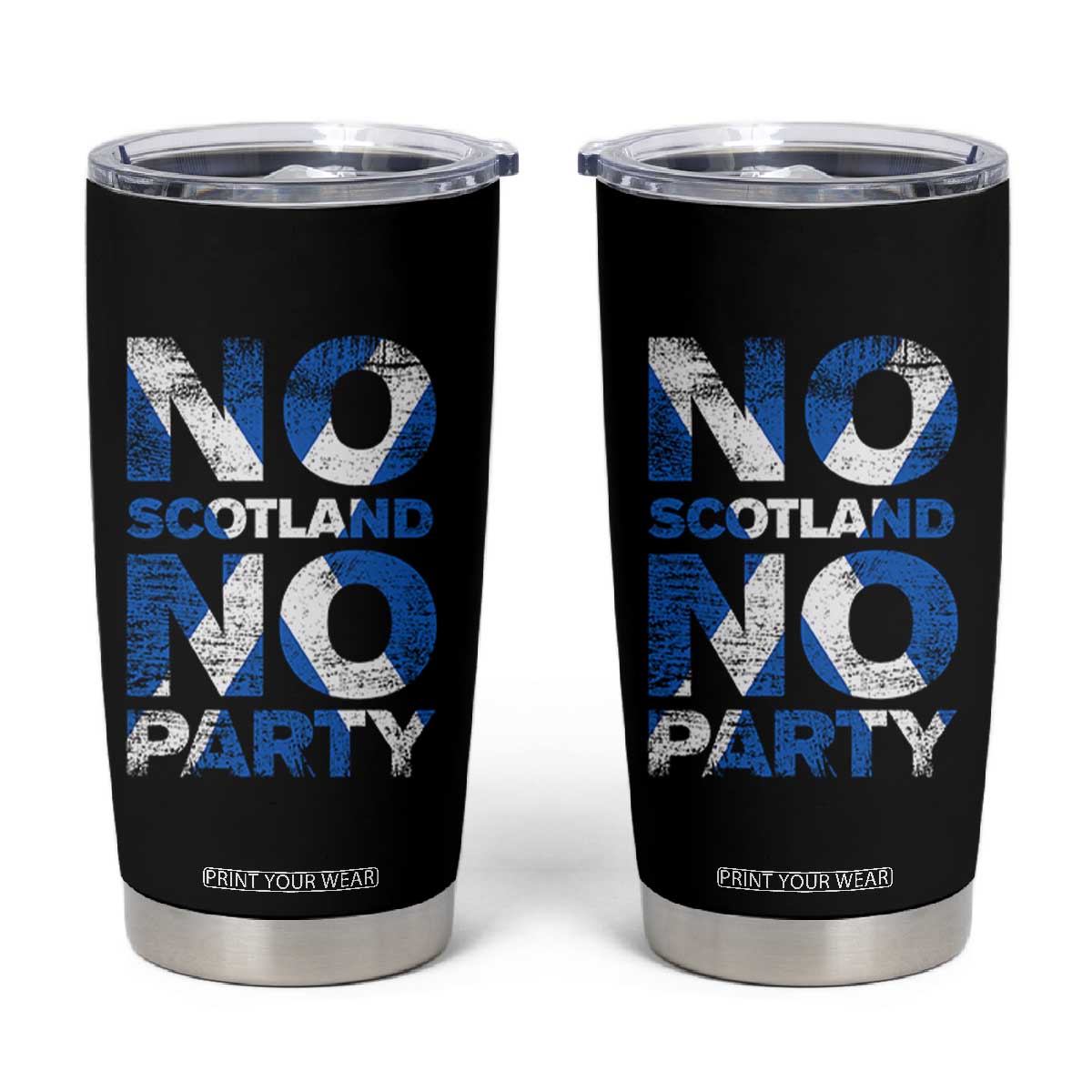 No Scotland No Party Saltire Flag Tumbler Cup Football Fans Soccer Tournament Sports Lover