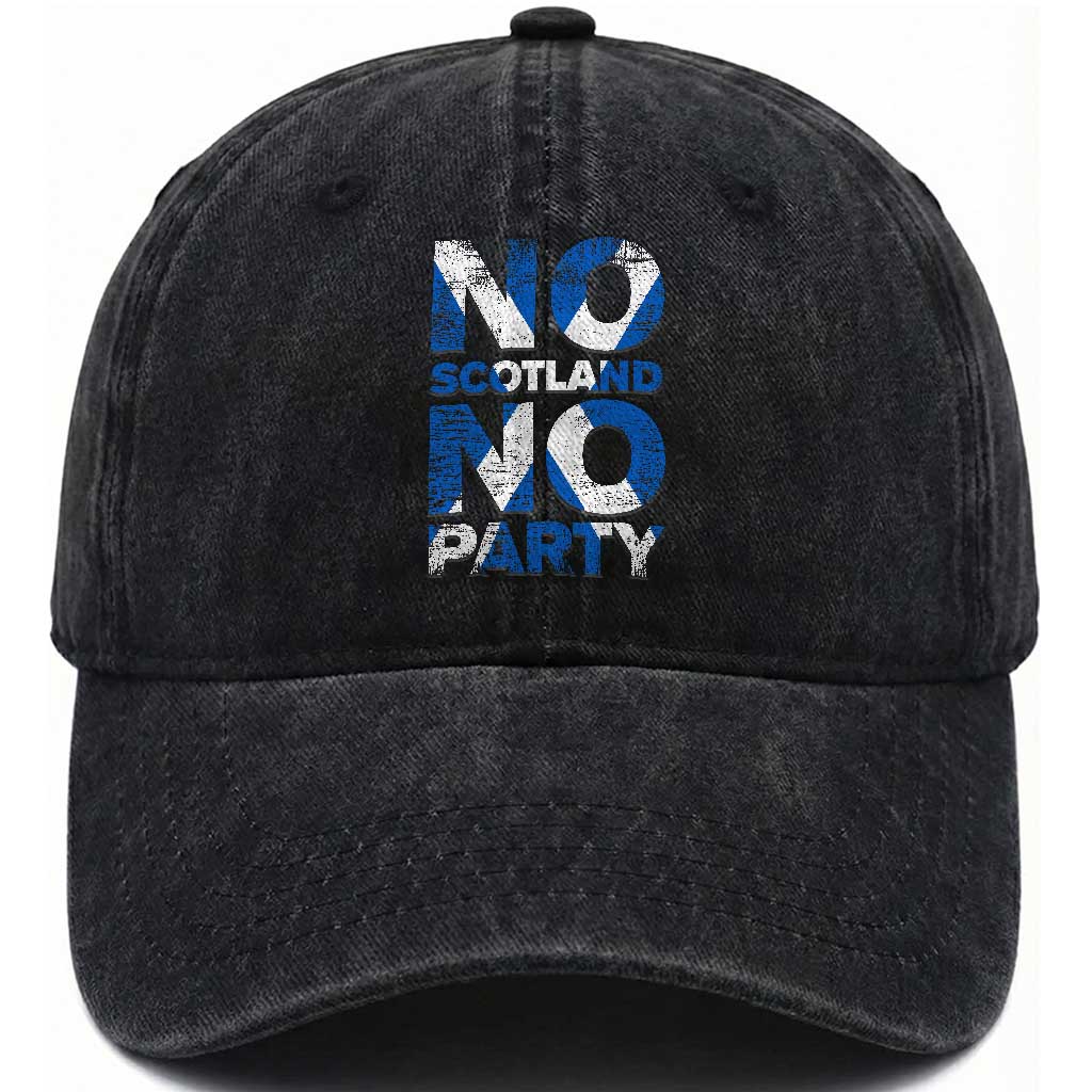 No Scotland No Party Saltire Flag Washed Cotton Baseball Cap Football Fans Soccer Tournament Sports Lover