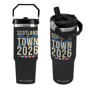 Scotland in Town 2026 Football Fans Flip Straw Tumbler Soccer Tournament North American Sports Lovers TS02 One Size: 30 oz Black Print Your Wear