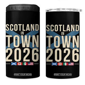 Scotland in Town 2026 Football Fans 4 in 1 Can Cooler Tumbler Soccer Tournament North American Sports Lovers TS02 One Size: 16 oz Black Print Your Wear