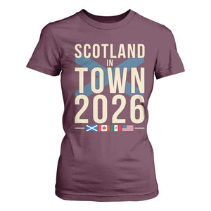 Scotland in Town 2026 Football Fans T Shirt For Women Soccer Tournament North American Sports Lovers