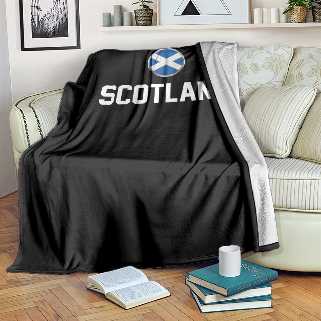 Scotland Round Saltire Flag Emblem Throw Blanket Classic Varsity Typography Sports Fans