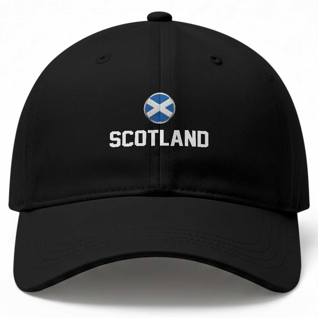 Scotland Round Saltire Flag Emblem Baseball Cap Classic Varsity Typography Sports Fans