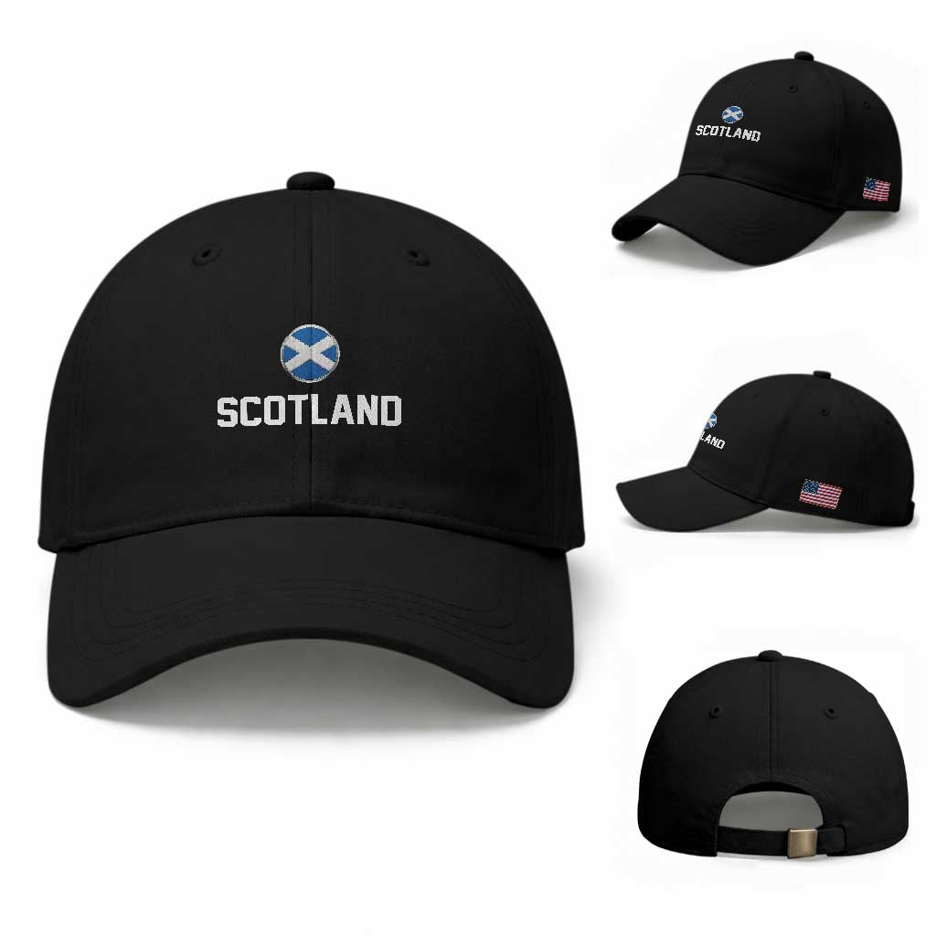 Scotland Round Saltire Flag Emblem Baseball Cap Classic Varsity Typography Sports Fans