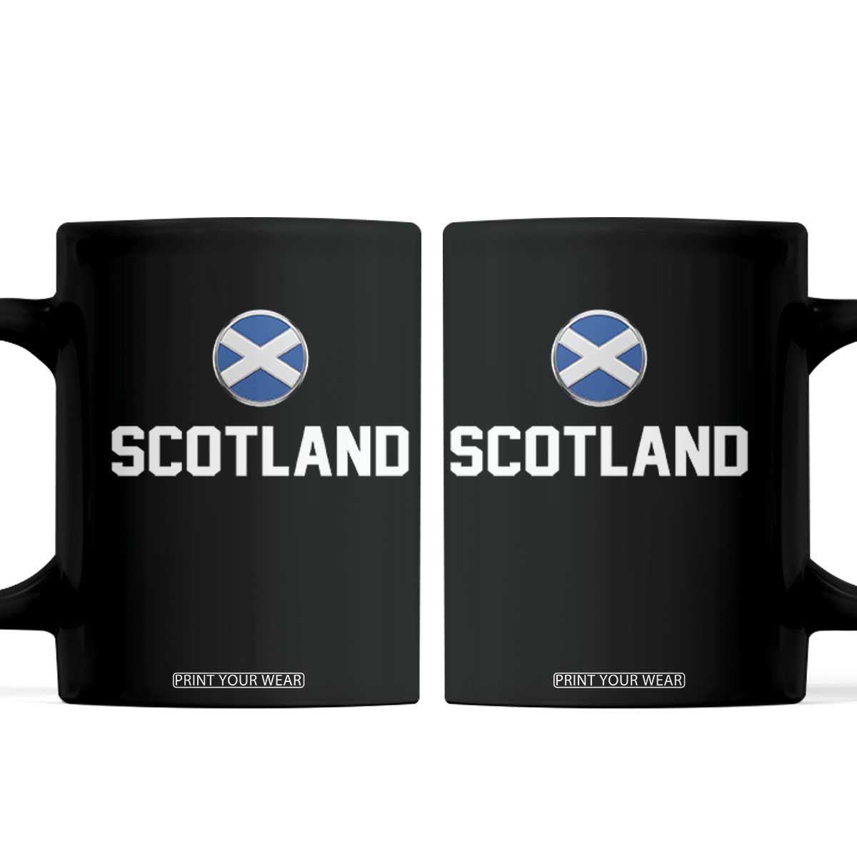 Scotland Round Saltire Flag Emblem Coffee Mug Classic Varsity Typography Sports Fans