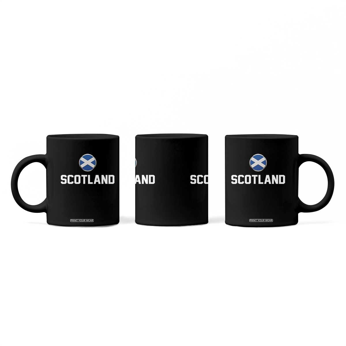 Scotland Round Saltire Flag Emblem Coffee Mug Classic Varsity Typography Sports Fans