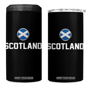 Scotland Round Saltire Flag Emblem 4 in 1 Can Cooler Tumbler Classic Varsity Typography Sports Fans