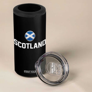 Scotland Round Saltire Flag Emblem 4 in 1 Can Cooler Tumbler Classic Varsity Typography Sports Fans