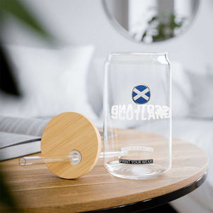 Scotland Round Saltire Flag Emblem Glass Can Classic Varsity Typography Sports Fans