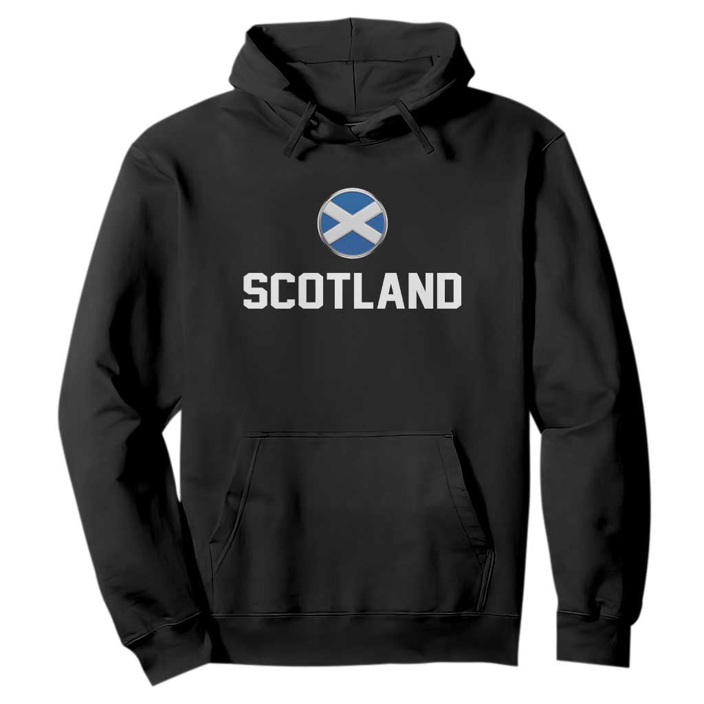 Scotland Round Saltire Flag Emblem Hoodie Classic Varsity Typography Sports Fans