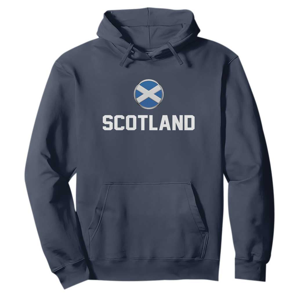 Scotland Round Saltire Flag Emblem Hoodie Classic Varsity Typography Sports Fans