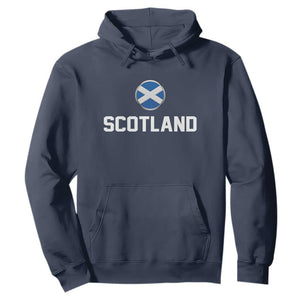 Scotland Round Saltire Flag Emblem Hoodie Classic Varsity Typography Sports Fans