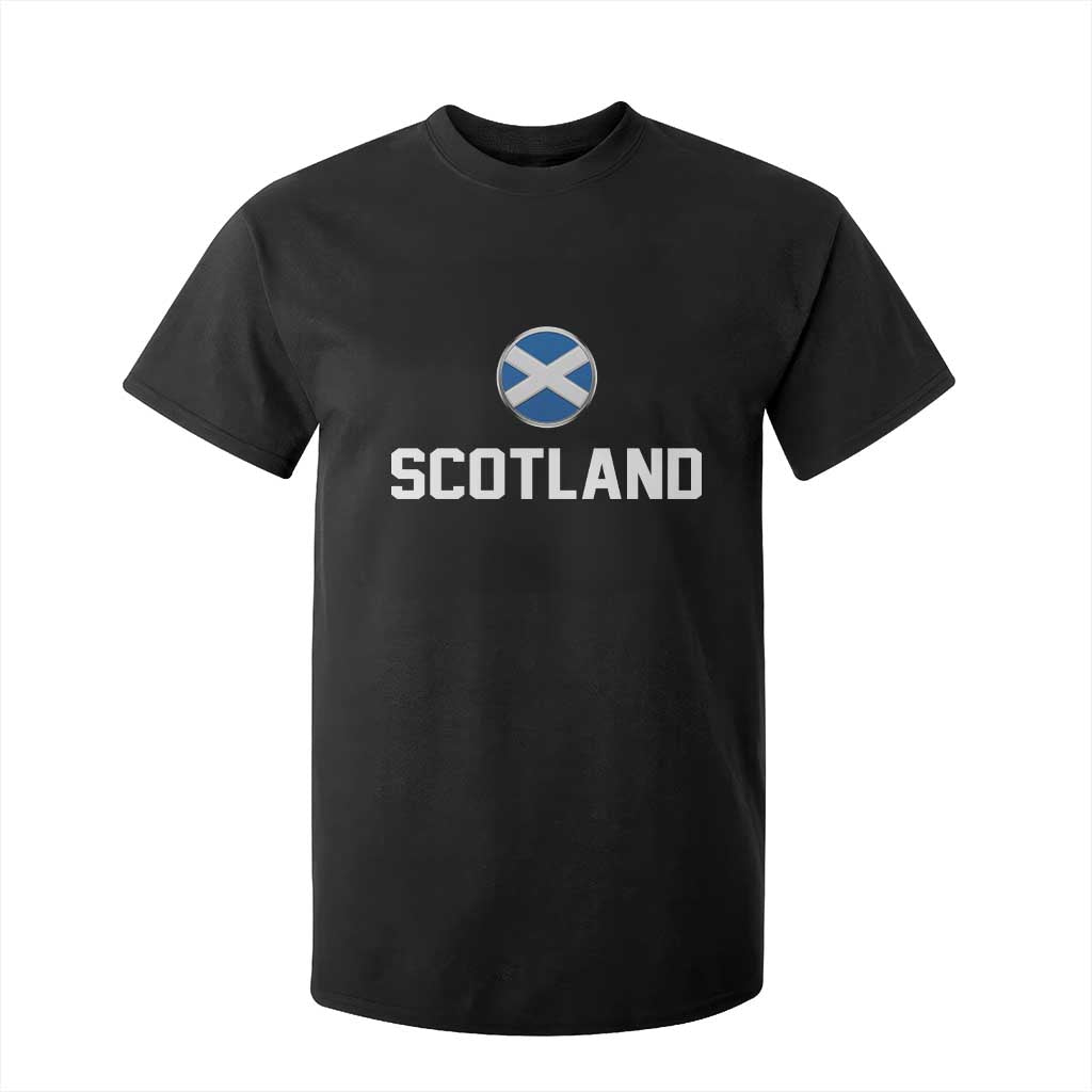 Scotland Round Saltire Flag Emblem T Shirt For Kid Classic Varsity Typography Sports Fans