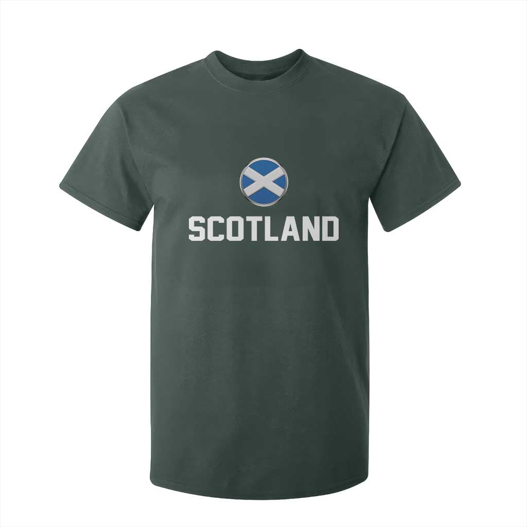Scotland Round Saltire Flag Emblem T Shirt For Kid Classic Varsity Typography Sports Fans