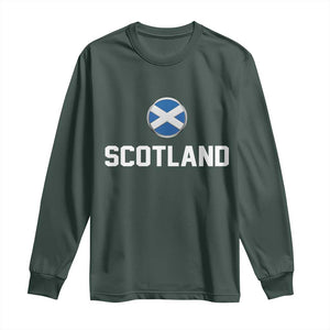 Scotland Round Saltire Flag Emblem Long Sleeve Shirt Classic Varsity Typography Sports Fans