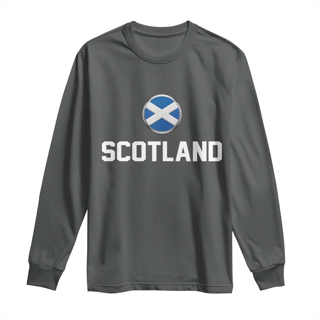 Scotland Round Saltire Flag Emblem Long Sleeve Shirt Classic Varsity Typography Sports Fans