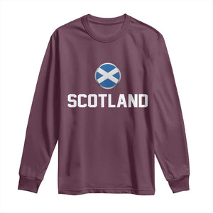 Scotland Round Saltire Flag Emblem Long Sleeve Shirt Classic Varsity Typography Sports Fans
