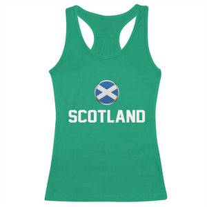 Scotland Round Saltire Flag Emblem Racerback Tank Top Classic Varsity Typography Sports Fans