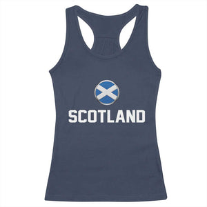 Scotland Round Saltire Flag Emblem Racerback Tank Top Classic Varsity Typography Sports Fans